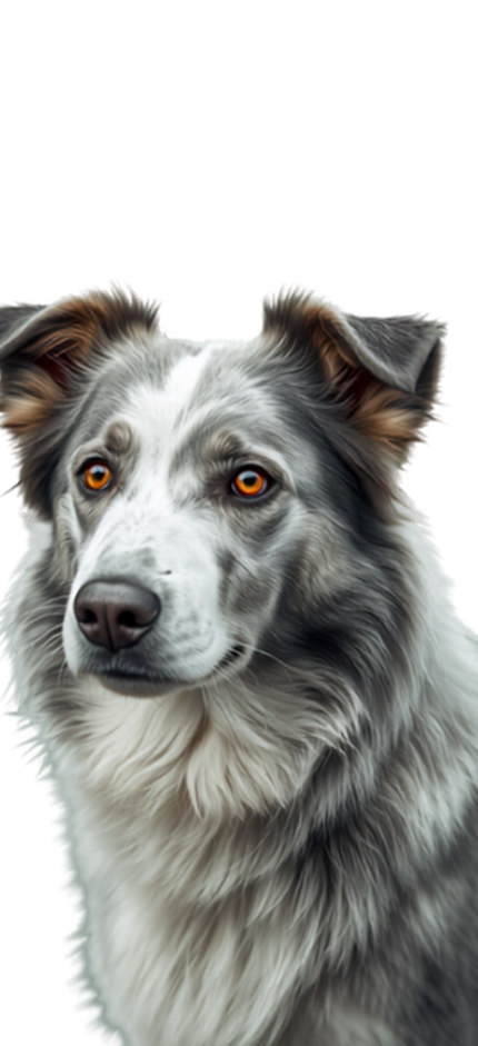 Border collie, calm and attentive — the face of Corvitum Animal Health
